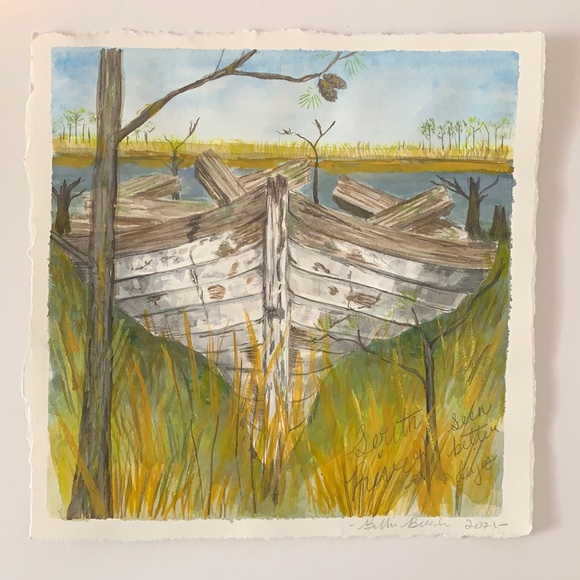 Other - Watercolor by me 9”x9” North Carolina coast boat